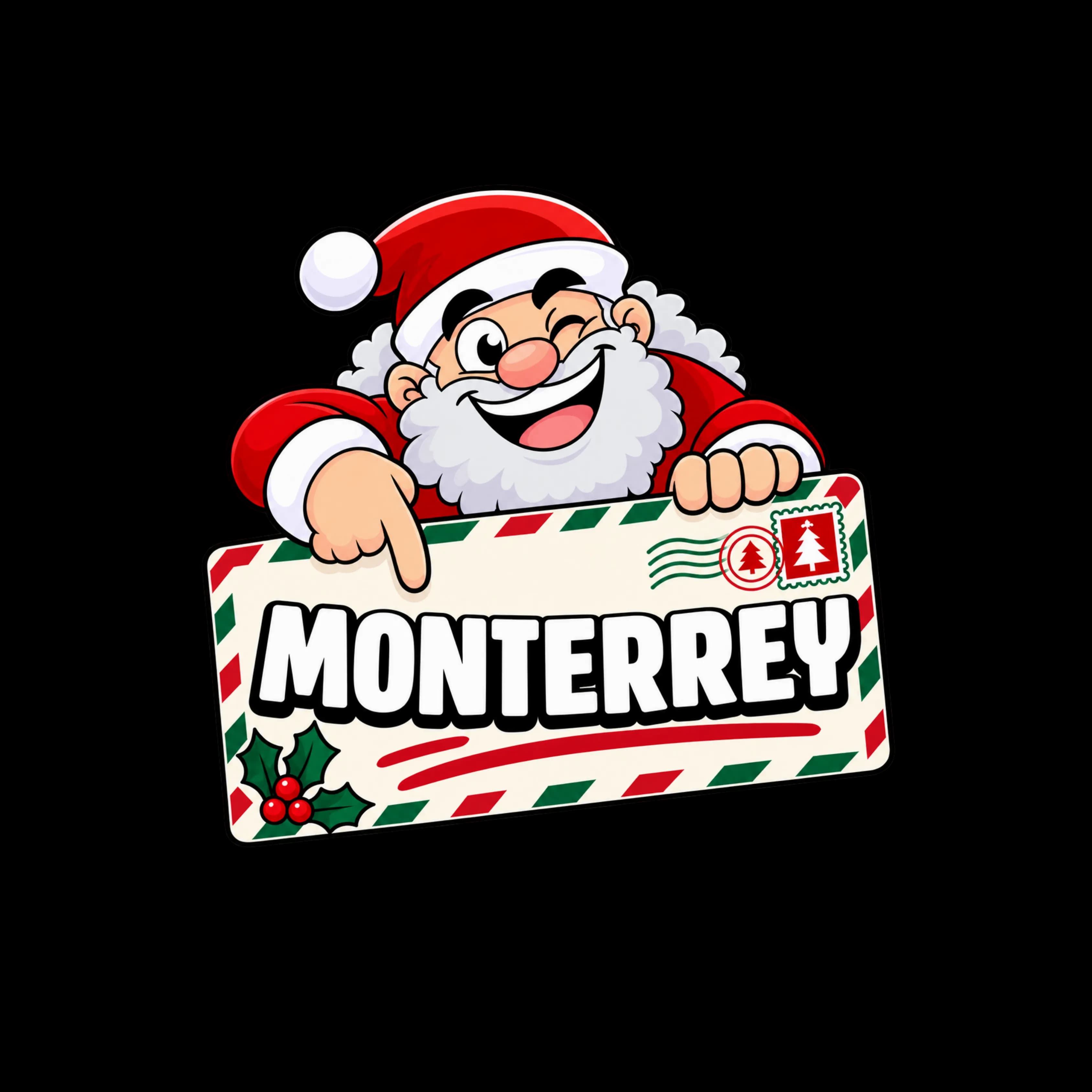 Santa Claus con letrero de Monterrey